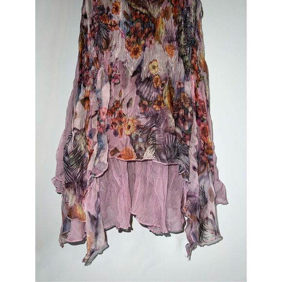 Vintage Silk Butterfly Fairy Princess Floral Top/Mini Dress - Picture 3 of 13